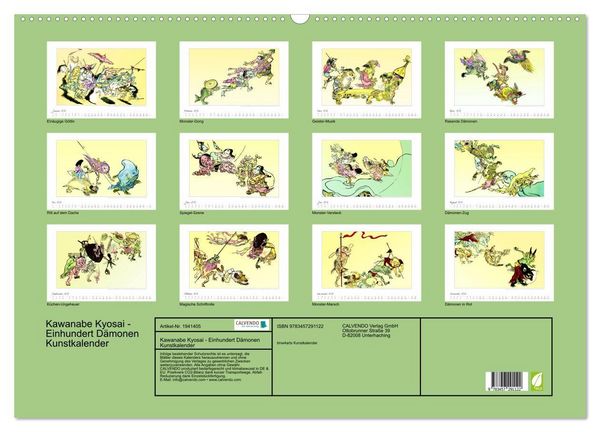 Produktbild: Kawanabe Kyosai - Einhundert D&auml;monen Kunstkalender (Wandkalender 2026 DIN A2 quer), CALVENDO Monatskalender