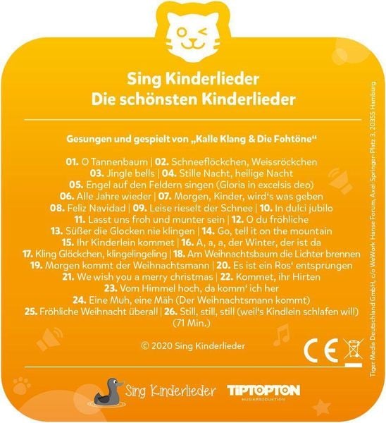 Produktbild: tigercard - Sing Kinderlieder - Die sch&ouml;nsten Weihnachtslieder