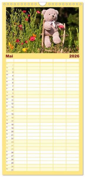 Produktbild: Familienplaner 2026 - Kunterbunte B&auml;renwelt - Teddys mit 5 Spalten (Wandkalender, 21 x 45 cm) CALVENDO