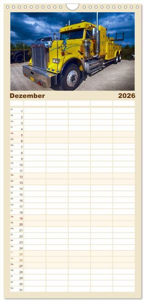 Produktbild: Familienplaner 2026 - US-Trucks. Faszination Langhauber mit 5 Spalten (Wandkalender, 21 x 45 cm) CALVENDO