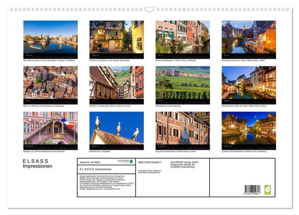 Produktbild: E L S A S S Impressionen (Wandkalender 2026 DIN A2 quer), CALVENDO Monatskalender