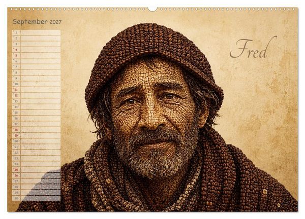 Produktbild: Kaffeetypen - Charakterk&ouml;pfe aus Bohnen (hochwertiger Premium Wandkalender 2027 DIN A2 quer), Kunstdruck in Hochglanz