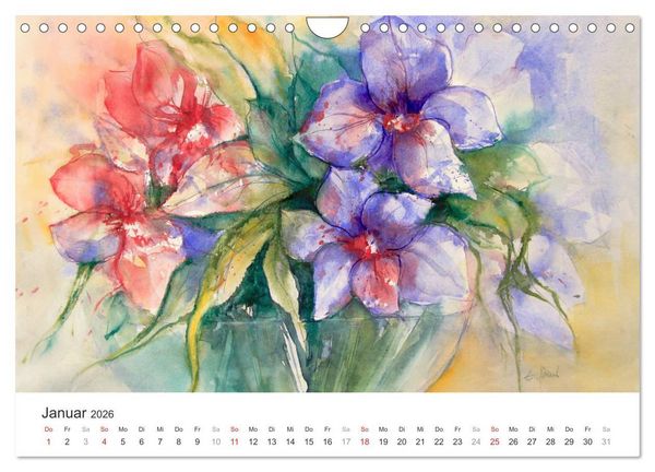 Produktbild: Bl&uuml;tenzauber - Aquarelle von ECKARD FUNCK (Wandkalender 2026 DIN A4 quer), CALVENDO Monatskalender