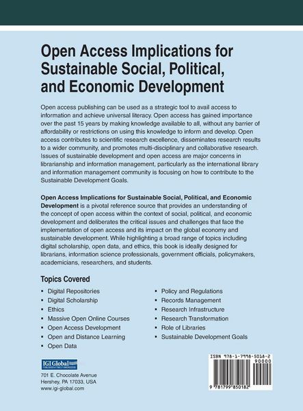 Produktbild: Open Access Implications for Sustainable Social, Political, and Economic Development