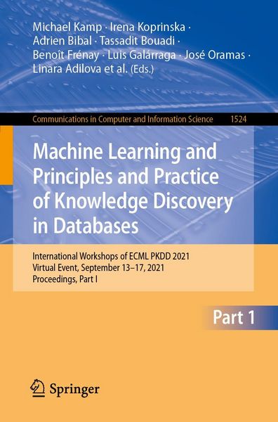 Produktbild: Machine Learning and Principles and Practice of Knowledge Discovery in Databases
