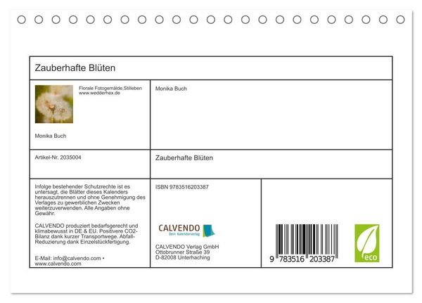 Produktbild: Zauberhafte Bl&uuml;ten (Tischkalender 2026 DIN A5 quer), CALVENDO Monatskalender
