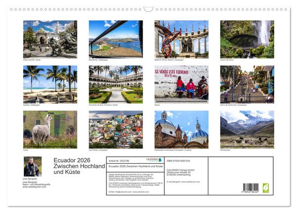 Produktbild: Ecuador 2026 Zwischen Hochland und K&uuml;ste (Wandkalender 2026 DIN A2 quer), CALVENDO Monatskalender