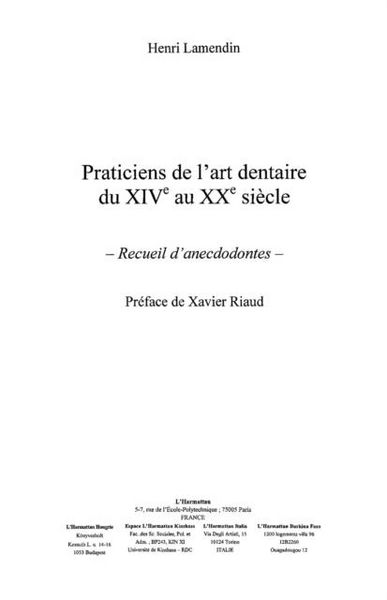 Produktbild: Praticien de l'art dentaire du xive au