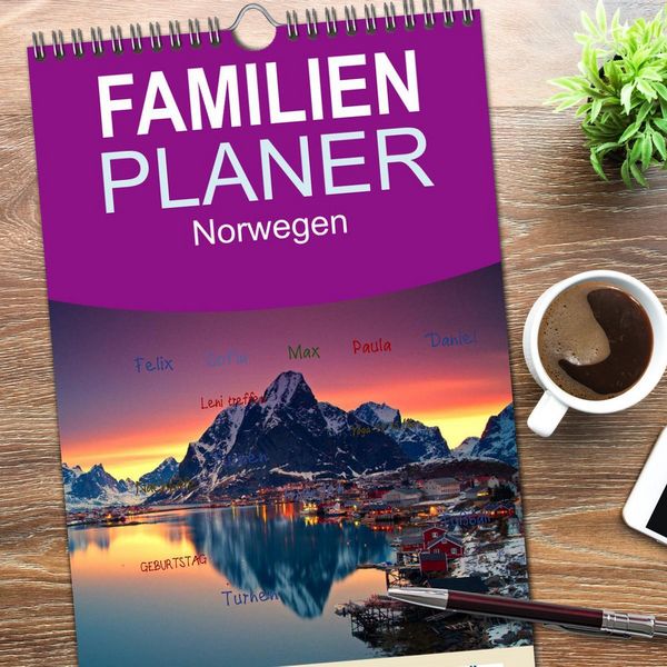 Produktbild: Familienplaner 2026 - Norwegen mit 5 Spalten (Wandkalender, 21 x 45 cm) CALVENDO