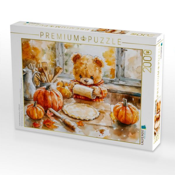 Produktbild: CALVENDO Puzzle Teddy backt K&uuml;rbiskuchen zu Halloween | 2000 Teile Lege-Gr&ouml;&szlig;e 90x67cm Foto-Puzzle f&uuml;r gl&uuml;ckliche Stunden
