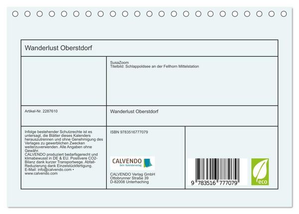 Produktbild: Wanderlust Oberstdorf (Tischkalender 2027 DIN A5 quer), CALVENDO Monatskalender