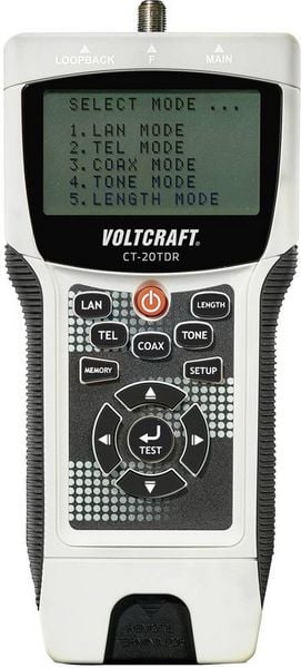 Kabeltester CT-20TDR VOLTCRAFT CT-20TDR Geeignet für geschirmte/ungeschirmte Kabel, CAT3, CAT4, CAT5, CAT5E, CAT6, Coax
