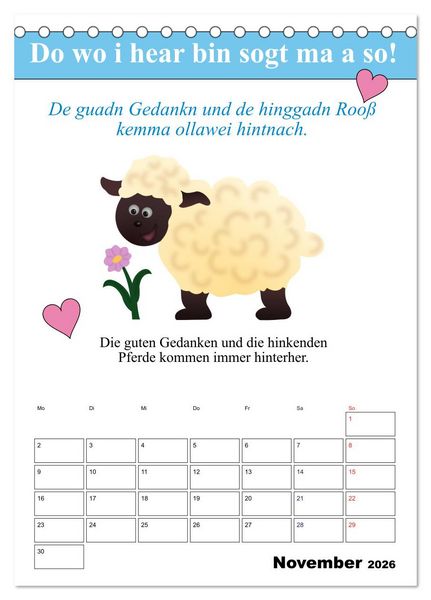 Produktbild: So a Schmarrn! Bairische Mundart (Tischkalender 2026 DIN A5 hoch), CALVENDO Monatskalender