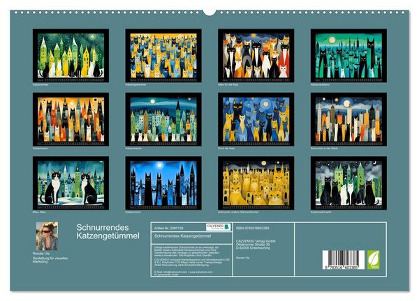 Produktbild: Schnurrendes Katzenget&uuml;mmel (hochwertiger Premium Wandkalender 2026 DIN A2 quer), Kunstdruck in Hochglanz