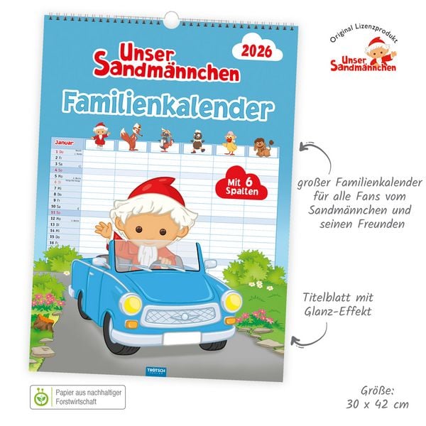 Produktbild: Trötsch Unser Sandmännchen XL-Familienplaner Familienkalender Unser Sandmännchen 2026