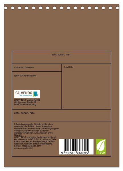 Produktbild: echt. sch&ouml;n. hier. (Tischkalender 2026 DIN A5 hoch), CALVENDO Monatskalender