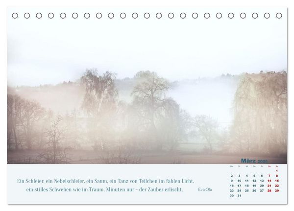 Produktbild: Nebelfarben. Ein poetischer Spaziergang (Tischkalender 2026 DIN A5 quer), CALVENDO Monatskalender