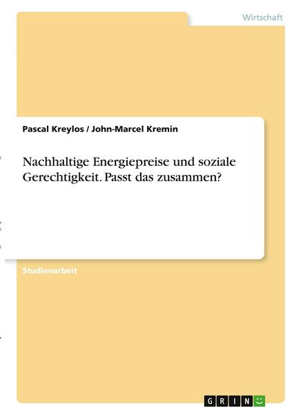 Produktbild: Nachhaltige Energiepreise und soziale Gerechtigkeit. Passt das zusammen?