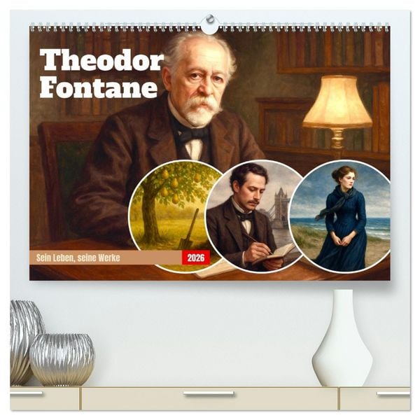 Produktbild: Theodor Fontane (hochwertiger Premium Wandkalender 2026 DIN A2 quer), Kunstdruck in Hochglanz