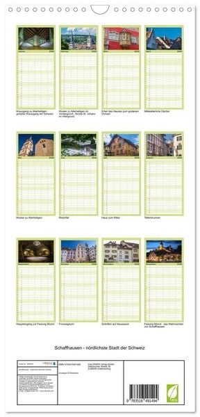 Produktbild: Familienplaner 2026 - Schaffhausen - n&ouml;rdlichste Stadt der Schweiz mit 5 Spalten (Wandkalender, 21 x 45 cm) CALVENDO
