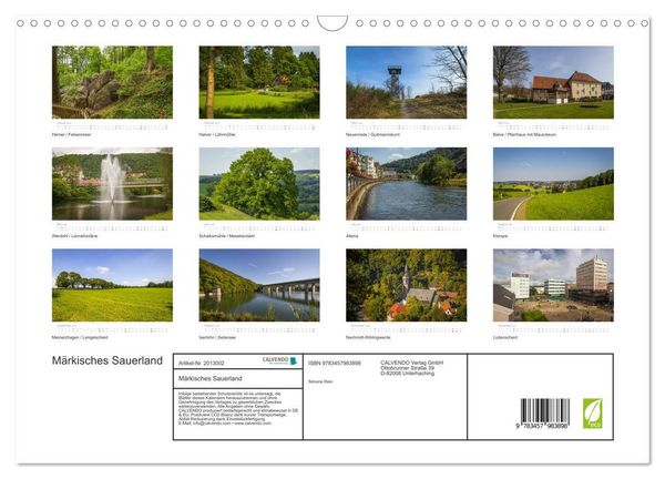 Produktbild: M&auml;rkisches Sauerland (Wandkalender 2026 DIN A3 quer), CALVENDO Monatskalender