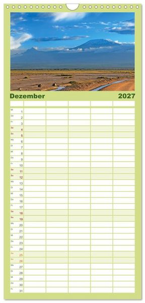 Produktbild: Familienplaner 2027 - Entdeckungen am Kilimandscharo mit 5 Spalten (Wandkalender, 21 x 45 cm) CALVENDO