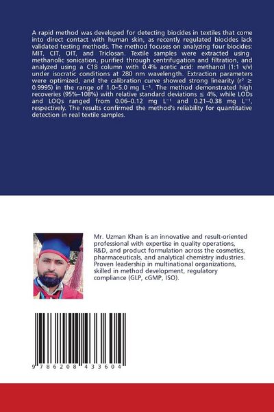 Produktbild: Analytical method for analysis of biocides from textile on LC-DAD