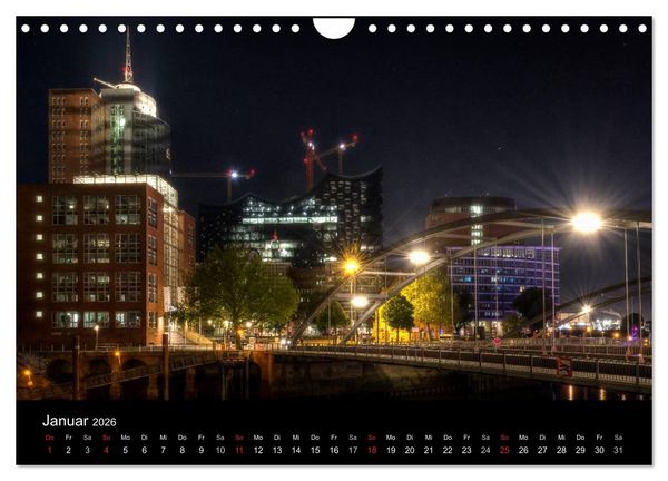 Produktbild: Hamburg - Lichter der Nacht (Wandkalender 2026 DIN A4 quer), CALVENDO Monatskalender