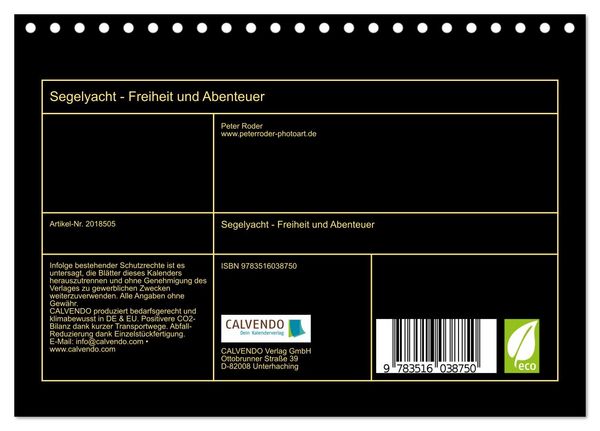 Produktbild: Segelyacht - Freiheit und Abenteuer (Tischkalender 2026 DIN A5 quer), CALVENDO Monatskalender