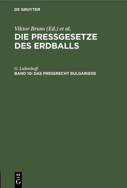 Produktbild: Das Pre&szlig;recht Bulgariens