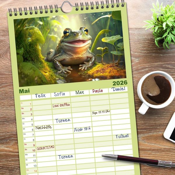 Produktbild: Familienplaner 2026 - Im Paradies der Tiere mit 5 Spalten (Wandkalender, 21 x 45 cm) CALVENDO