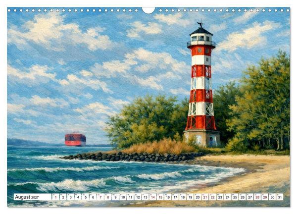 Produktbild: Leuchtt&uuml;rme an der Elbe - von Hamburg bis zur Elbm&uuml;ndung (Wandkalender 2027 DIN A3 quer), CALVENDO Monatskalender