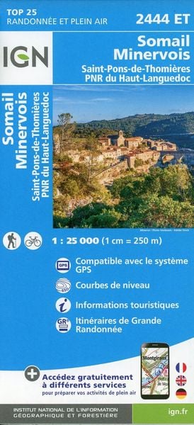 Somail.Minervois.Saint-Pons-de-Thomières.PNR Haut Languedoc, Karte von Collectif Ign, IGN Frankreich, 978-2-7585-4303-9
