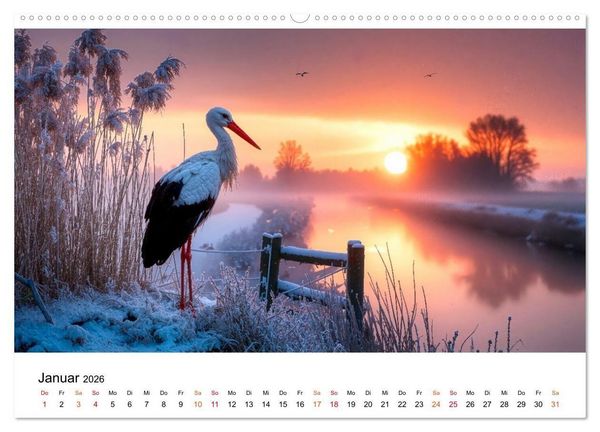 Produktbild: St&ouml;rche - Zeit f&uuml;r sch&ouml;ne Augenblicke (Wandkalender 2026 DIN A2 quer), CALVENDO Monatskalender