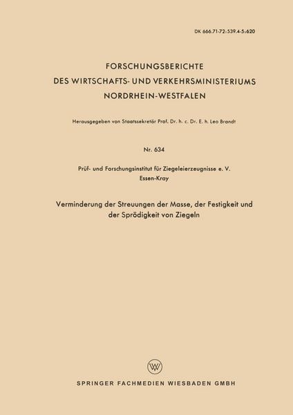 Produktbild: Verminderung der Streuungen der Masse, der Festigkeit und der Spr&ouml;digkeit von Ziegeln