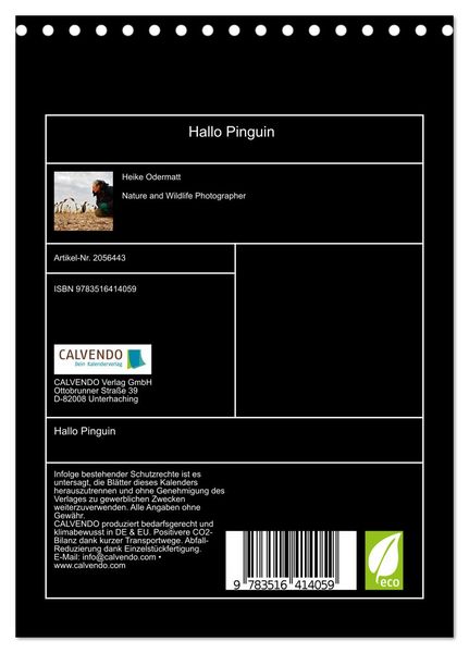 Produktbild: Hallo Pinguin (Tischkalender 2026 DIN A5 hoch), CALVENDO Monatskalender