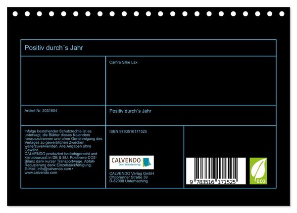 Produktbild: Positiv durch&acute;s Jahr (Tischkalender 2026 DIN A5 quer), CALVENDO Monatskalender