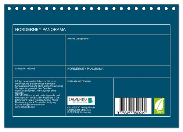 Produktbild: NORDERNEY PANORAMA (Tischkalender 2026 DIN A5 quer), CALVENDO Monatskalender