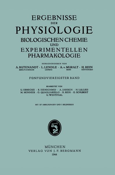 Produktbild: Ergebnisse der Physiologie Biologischen Chemie und Experimentellen Pharmakologie