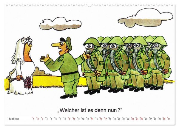 Produktbild: Da lachte die NVA - Karikaturen aus der DDR (hochwertiger Premium Wandkalender 2026 DIN A2 quer), Kunstdruck in Hochglanz