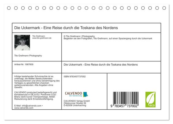Produktbild: Die Uckermark - Eine Reise durch die Toskana des Nordens (Tischkalender 2026 DIN A5 quer), CALVENDO Monatskalender