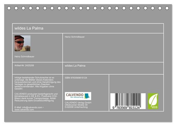 Produktbild: wildes La Palma (Tischkalender 2027 DIN A5 quer), CALVENDO Monatskalender