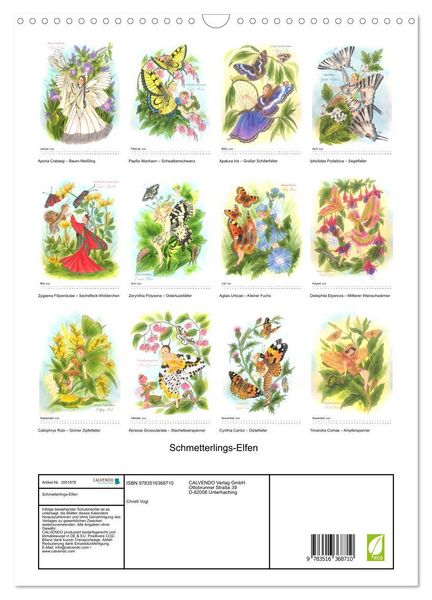 Produktbild: Schmetterlings-Elfen (Wandkalender 2026 DIN A3 hoch), CALVENDO Monatskalender