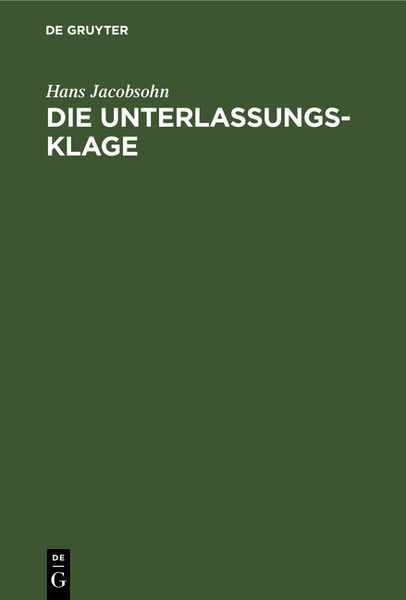 Produktbild: Die Unterlassungsklage