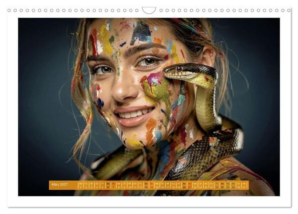 Produktbild: Body Painting mit Schlange (Wandkalender 2027 DIN A3 quer), CALVENDO Monatskalender