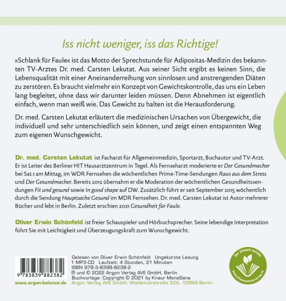 Produktbild: Schlank f&uuml;r Faule