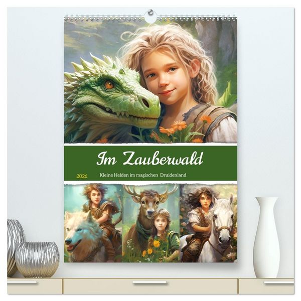 Produktbild: Im Zauberwald. Kleine Helden im magischen Druidenland (hochwertiger Premium Wandkalender 2026 DIN A2 hoch), Kunstdruck in Hochglanz