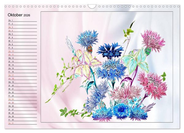 Produktbild: Blumen-Zeichnungen (Wandkalender 2026 DIN A3 quer), CALVENDO Monatskalender