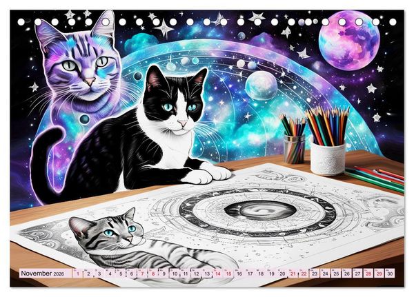 Produktbild: Katzen Schnurrige K&uuml;nstler (Tischkalender 2026 DIN A5 quer), CALVENDO Monatskalender