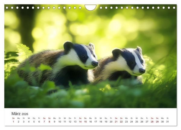 Produktbild: Stur, stark, sympathisch - Der Dachs - Kalender (Wandkalender 2026 DIN A4 quer), CALVENDO Monatskalender